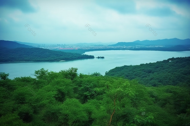绿色浓密树枝茂密草河流远处风景背景,高清,摄影图,摄影图片,图片大全,摄影图免费下载